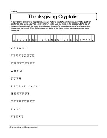 Thanksgiving Cryptolist #03